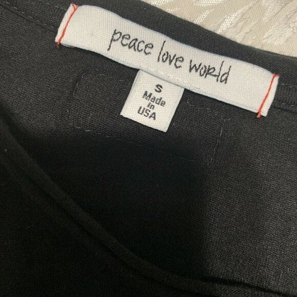 peace love world womens solid black long sleeve top small - Picture 3 of 3